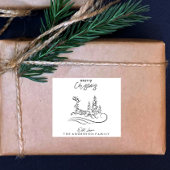 Moderne elegante vrolijke kerstboom en rendier vierkante sticker