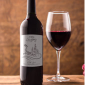 Moderne elegante vrolijke kerstboom en rendier wijn etiket