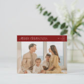 Moderne elegante, vrolijke kerstfoto briefkaart (Staand voorkant)