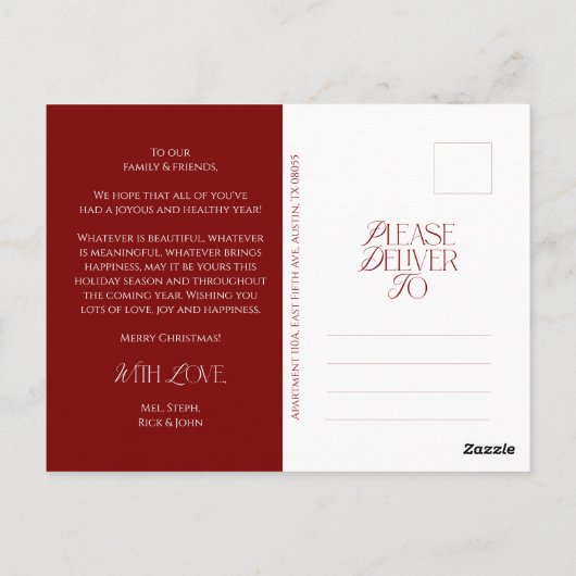 Moderne elegante, vrolijke kerstfoto briefkaart (Achterkant)