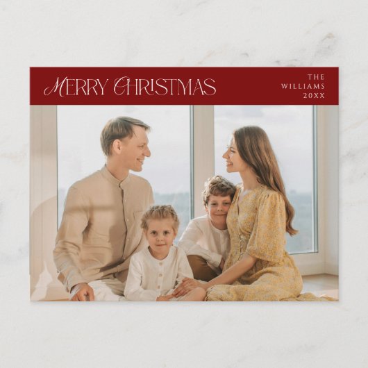 Moderne elegante, vrolijke kerstfoto briefkaart (Voorkant)