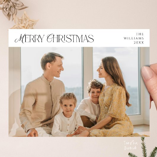Moderne elegante, vrolijke kerstfoto briefkaart