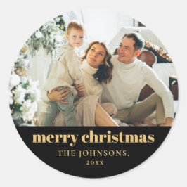 Moderne Elegante Vrolijke Kerstmis Custom Ronde Sticker