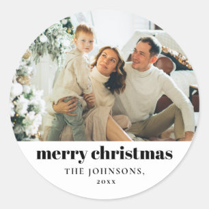 Moderne Elegante Vrolijke Kerstmis Custom Ronde Sticker