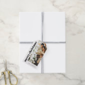 Moderne Elegante Vrolijke Kerstmis Familiefoto Cadeaulabel (Met Touw)