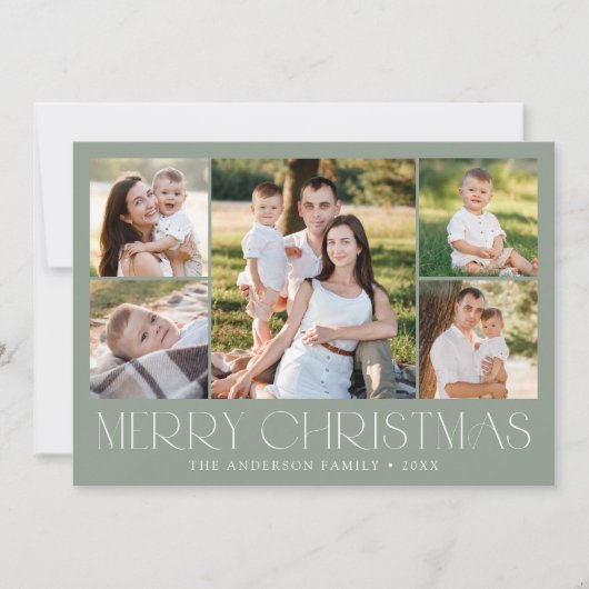 Moderne Elegante Vrolijke Kerstsalie Fotocollage Feestdagenkaart (Voorkant)