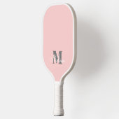 Moderne Elegante Vrouwelijke Roze Monogram Naam Pickleball Paddle (Links)