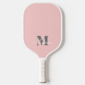 Moderne Elegante Vrouwelijke Roze Monogram Naam Pickleball Paddle (Voorkant)
