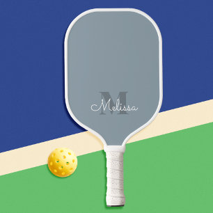 Moderne Elegante Vrouwelijke Stoffige Blauwe Monog Pickleball Paddle