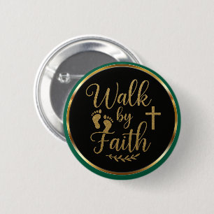 Moderne Elegante Wandel door Faith Gold Christelij Ronde Button 5,7 Cm