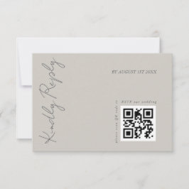 Moderne Elegante Warme Grijze Trouw QR-code RSVP Kaartje