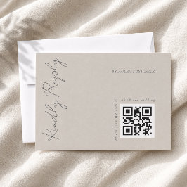Moderne Elegante Warme Grijze Trouw QR-code RSVP Kaartje