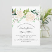 Moderne Elegante Watercolor Kunst Ivoor Roos Kaart (Staand voorkant)