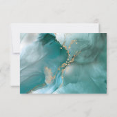 Moderne, elegante Waterverf Blauwgroen en goud Bedankkaart (Achterkant)