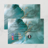 Moderne, elegante Waterverf Blauwgroen en goud Bedankkaart (Voorkant / Achterkant)