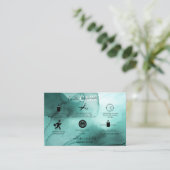 Moderne, elegante Waterverf Blauwgroen kaarsservic Visitekaartje (Staand voorkant)