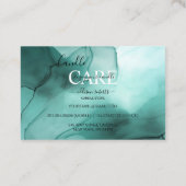 Moderne, elegante Waterverf Blauwgroen kaarsservic Visitekaartje (Achterkant)