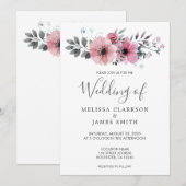 Moderne, elegante waterverf bloemen bruiloft kaart (Voorkant / Achterkant)
