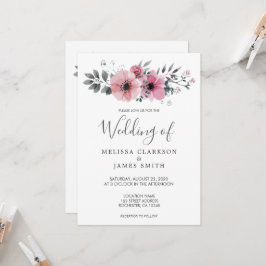 Moderne, elegante waterverf bloemen bruiloft kaart