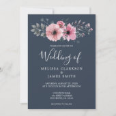 Moderne, elegante waterverf bloemen bruiloft kaart (Voorkant)