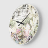 Moderne elegante waterverf  bloemen persoonlijk grote klok (Hoek)