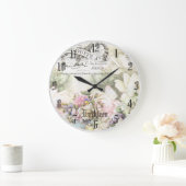 Moderne elegante waterverf  bloemen persoonlijk grote klok (Huis)