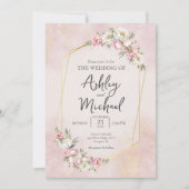 Moderne Elegante Waterverf Bloemen Pioen Bruiloft Kaart (Voorkant)