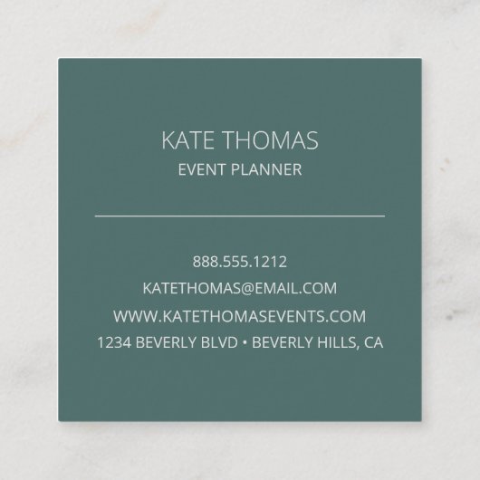 Moderne Elegante Waterverf Bloemen Vierkante Visitekaartje (Achterkant)