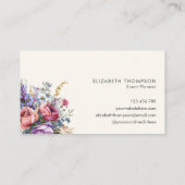 Moderne Elegante Waterverf Bloemen Visitekaartje (Achterkant)