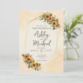 Moderne Elegante Waterverf Bloemen Zonnebloem Brui Kaart (Staand voorkant)