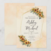 Moderne Elegante Waterverf Bloemen Zonnebloem Brui Kaart (Voorkant / Achterkant)