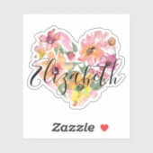 Moderne Elegante Waterverf Bloemen Zwart Monogram Sticker (Vel)