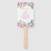Moderne elegante waterverf bloemenbruiloft program handwaaier (Achterkant)