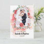 Moderne Elegante Waterverf Bloemenbruiloft Save The Date (Staand voorkant)