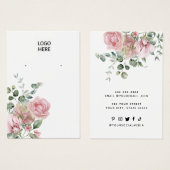 Moderne elegante waterverf bloemendisplaykaart visitekaartje (Voorkant /achterkant)