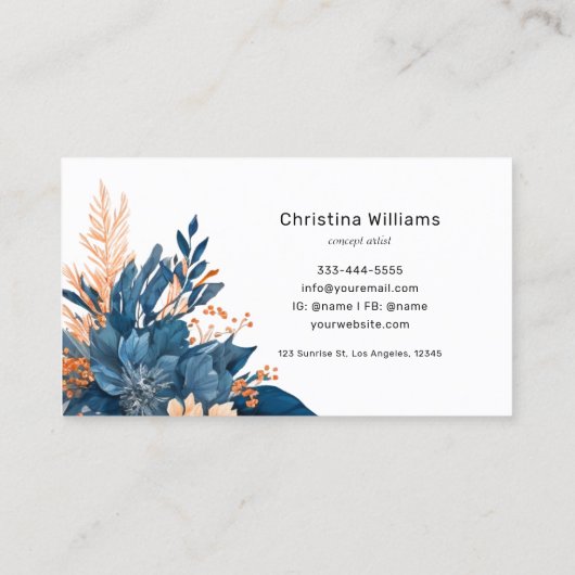 Moderne Elegante Waterverf Bloemenmarketing Visitekaartje (Achterkant)