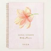 Moderne elegante waterverf bloemenroze planner (Voorkant)