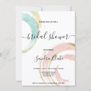 Moderne, elegante Waterverf Blush Pink Gold Invita Kaart