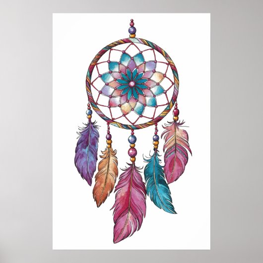 Moderne elegante waterverf boho dreamcatcher poster (Voorkant)