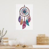 Moderne elegante waterverf boho dreamcatcher poster (Keuken)