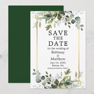 Moderne elegante Waterverf Botanische Greenery Gol Save The Date