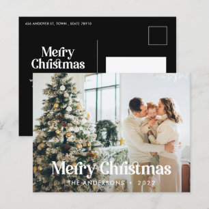 Moderne elegante waterverf botanische typografie feestdagenkaart