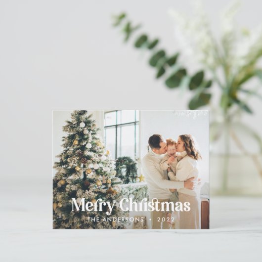 Moderne elegante waterverf botanische typografie feestdagenkaart (Staand voorkant)