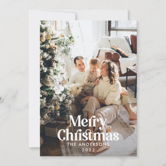 Moderne elegante waterverf botanische typografie feestdagenkaart (Voorkant)