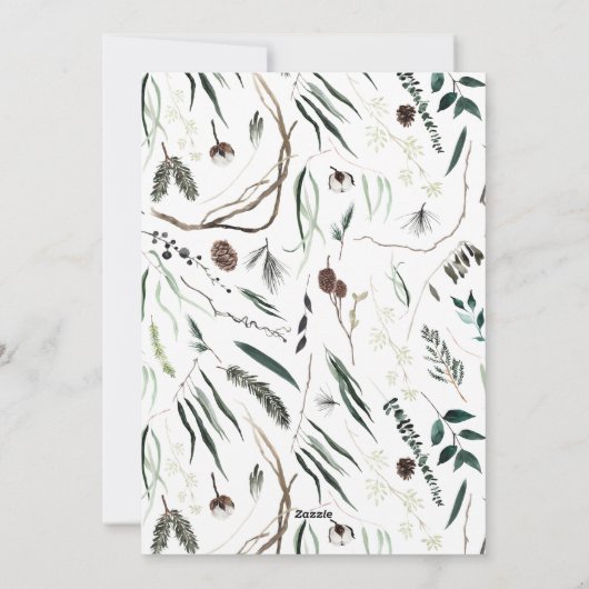 Moderne elegante waterverf botanische typografie feestdagenkaart (Achterkant)