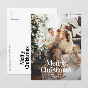 Moderne elegante waterverf botanische typografie feestdagenkaart