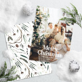 Moderne elegante waterverf botanische typografie feestdagenkaart