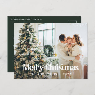 Moderne elegante waterverf botanische typografie feestdagenkaart