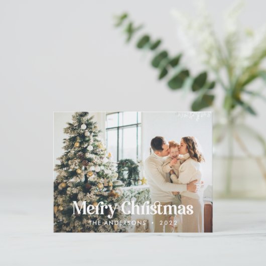 Moderne elegante waterverf botanische typografie feestdagenkaart (Staand voorkant)