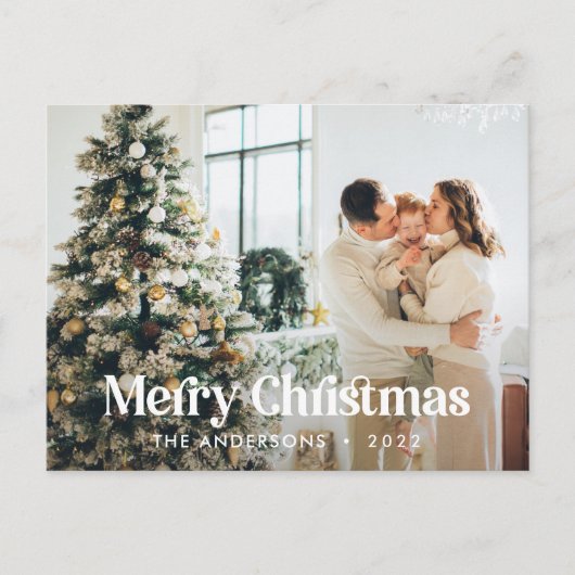 Moderne elegante waterverf botanische typografie feestdagenkaart (Voorkant)